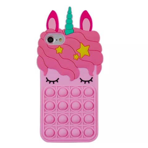 Unicorn Pop Fidget Bubble siliconen eenhoorn hoesje voor iPhone 7, 8 en iPhone SE 2020 SE 2022