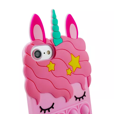 Unicorn Pop Fidget Bubble siliconen eenhoorn hoesje voor iPhone 7, 8 en iPhone SE 2020 SE 2022