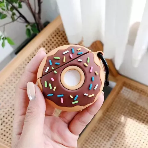 Donut siliconen donut versiersels hoesje voor AirPods 1 en 2 - bruin