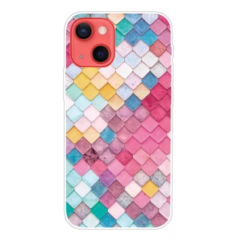 Zeemeermin schubben TPU schubben hoesje geschikt voor iPhone 13 mini - kleurrijk
