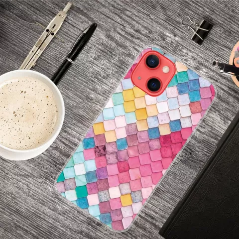 Zeemeermin schubben TPU schubben hoesje geschikt voor iPhone 13 mini - kleurrijk