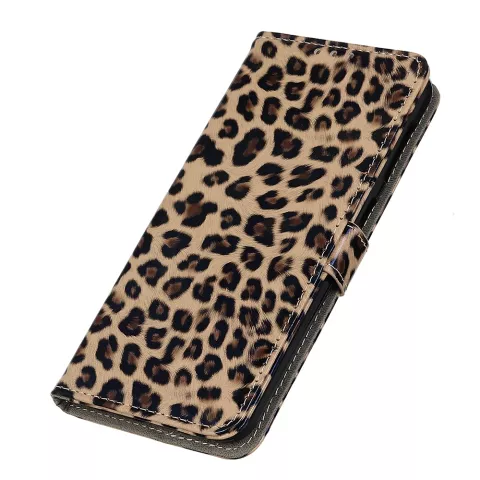 Wallet Bookcase kunstleer luipaardprint hoesje voor iPhone 13 Pro - bruin