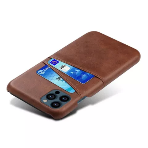 Duo Cardslot Wallet kunstleer hoesje voor iPhone 13 Pro - bruin