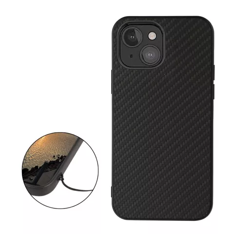 Carbon TPU carbonvezels hoesje voor iPhone 13 mini - zwart