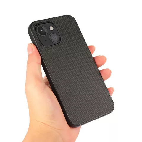 Carbon TPU carbonvezels hoesje voor iPhone 13 mini - zwart