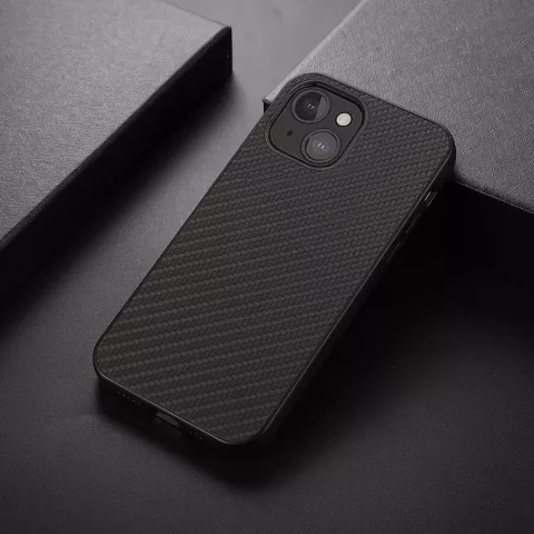 Carbon TPU carbonvezels hoesje voor iPhone 13 mini - zwart