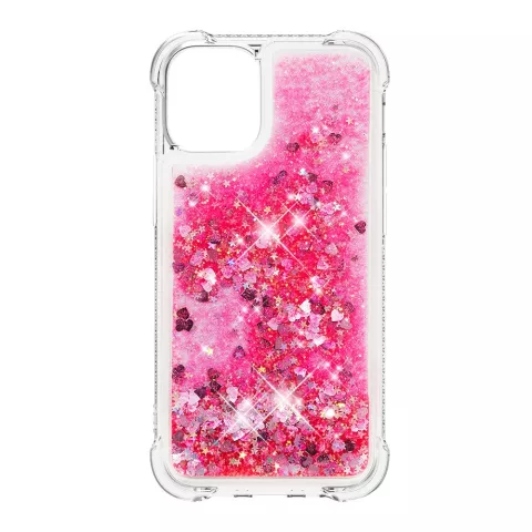 Glitter TPU hoesje geschikt voor iPhone 13 - transparant en roze