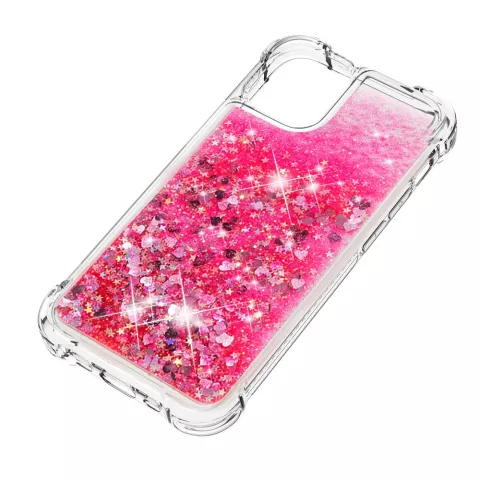 Glitter TPU hoesje geschikt voor iPhone 13 - transparant en roze