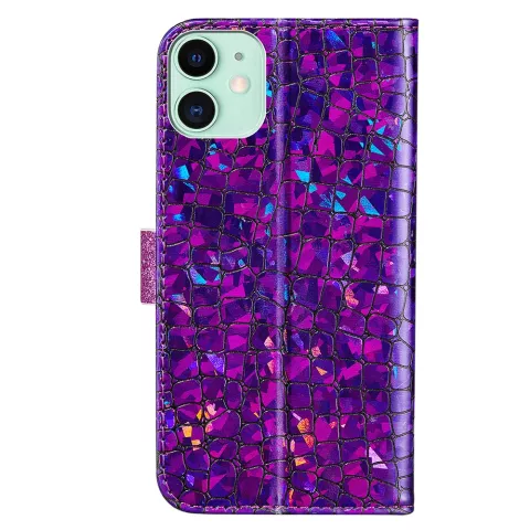 Glitter krokodil kunstleer glitters hoesje voor iPhone 13 - paars