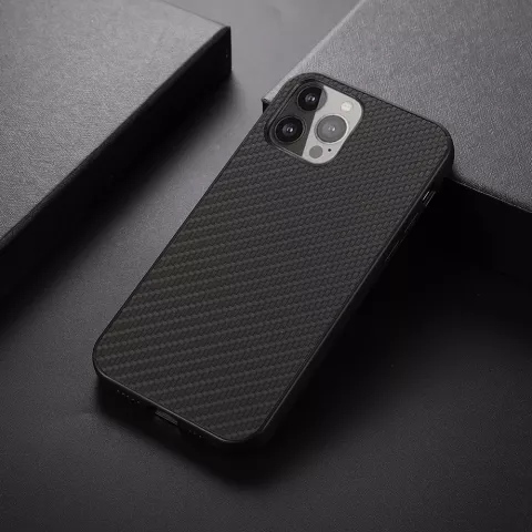 Carbon TPU carbonvezels hoesje voor iPhone 13 Pro - zwart