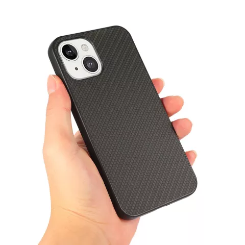 Carbon TPU carbonvezels hoesje voor iPhone 13 - zwart