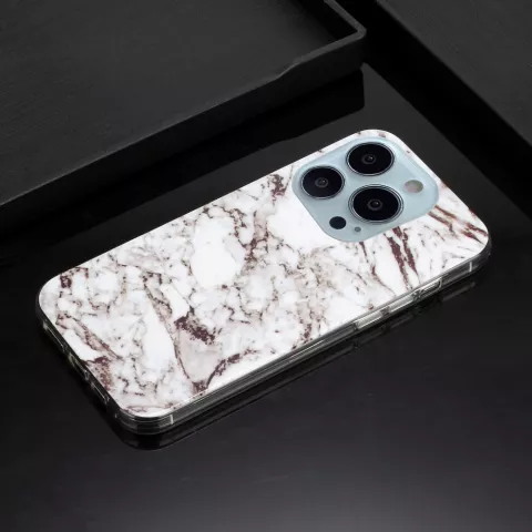 Marble TPU marmersteen hoesje voor iPhone 13 Pro Max - wit