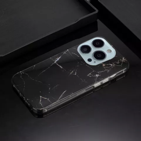 Marble TPU marmersteen hoesje voor iPhone 13 Pro - zwart