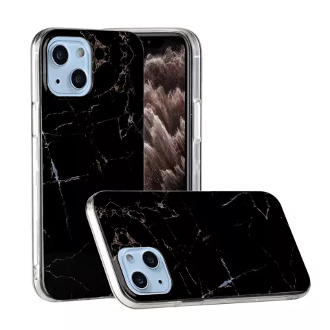 Marble TPU marmersteen hoesje voor iPhone 13 - zwart
