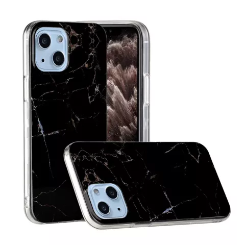 Marble TPU marmersteen hoesje voor iPhone 13 mini - zwart