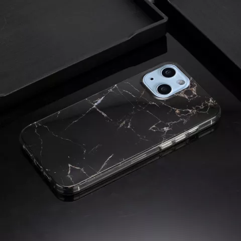 Marble TPU marmersteen hoesje voor iPhone 13 mini - zwart