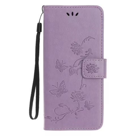 Wallet Bookcase kunstleer bloemen hoesje voor iPhone 13 mini - paars