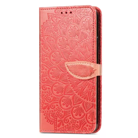 Wallet Bookcase kunstleer mandala hoesje voor iPhone 13 mini - rood