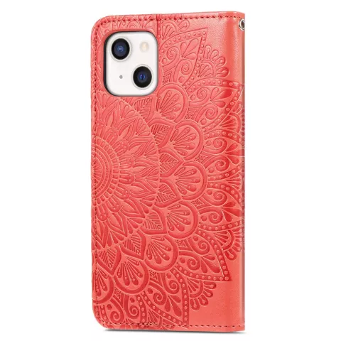 Wallet Bookcase kunstleer mandala hoesje voor iPhone 13 mini - rood