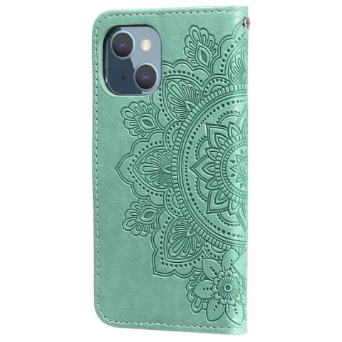 Wallet Bookcase kunstleer mandala hoesje voor iPhone 13 mini - groen