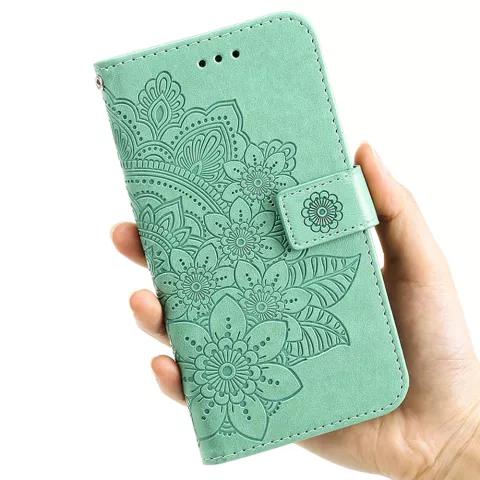 Wallet Bookcase kunstleer mandala hoesje voor iPhone 13 mini - groen
