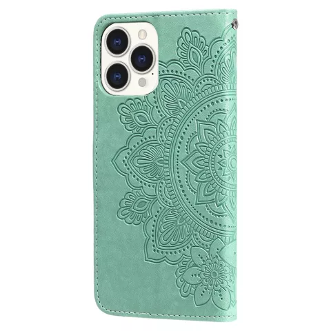 Wallet Bookcase kunstleer mandala hoesje voor iPhone 13 Pro - groen