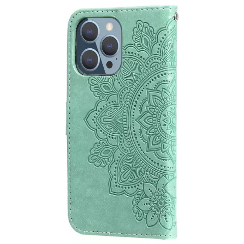 Wallet Bookcase kunstleer mandala hoesje voor iPhone 13 Pro Max - groen