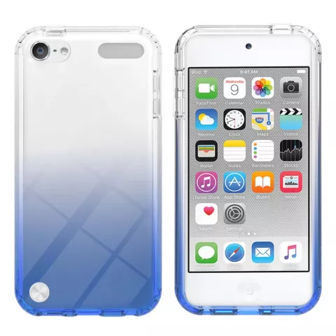 TPU hoesje voor iPod Touch 5, 6 en 7 - doorzichtig en blauw