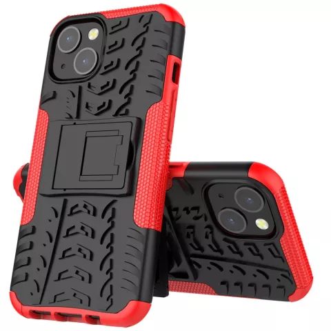 Shockproof TPU met stevig hoesje geschikt voor iPhone 13 - Rood en zwart
