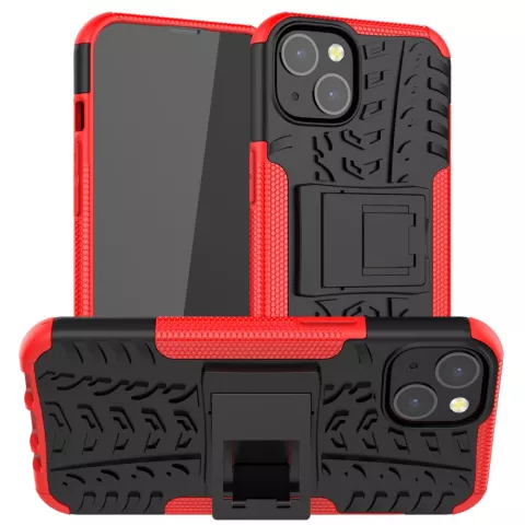 Shockproof TPU met stevig hoesje geschikt voor iPhone 13 - Rood en zwart