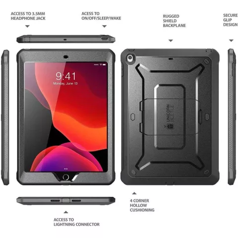 Supcase Unicorn Beetle hoes geschikt voor iPad 10.2 (2019 2020 2021) - zwart