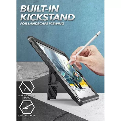 Supcase Unicorn Beetle hoes geschikt voor iPad 10.2 (2019 2020 2021) - zwart
