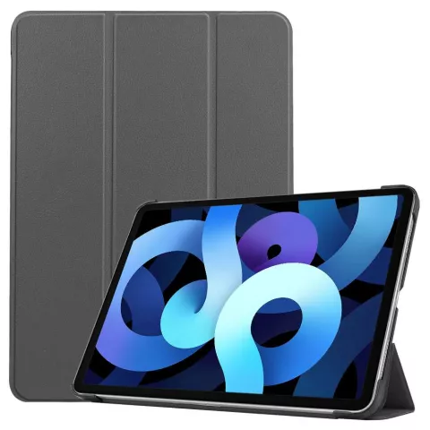 Just in Case Smart Tri-Fold kunstleer hoesje voor iPad Air 4 10.9 2020 &amp; iPad Air 5 2022 - grijs