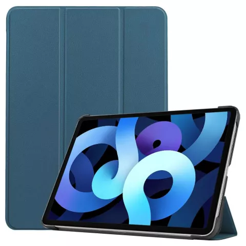 Just in Case Smart Tri-Fold hoes geschikt voor iPad Air 4 10.9 2020 &amp; iPad Air 5 2022 - blauw en zwart