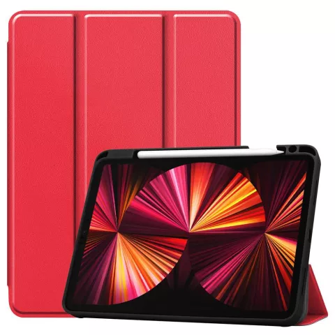 Just in Case Smart Tri-Fold kunstleder hoes geschikt voor iPad Pro 11 (2018 2020 2021 2022) - rood