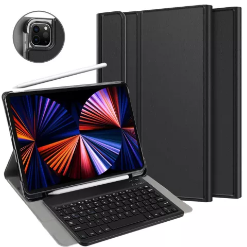 Just in Case Slimline Bluetooth Keyboard QWERTZ kunstleer hoes voor iPad Pro 12.9 (2020) - zwart