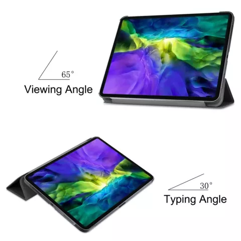 Just in Case Smart Tri-Fold kunstleer hoes geschikt voor iPad Pro 12.9 (2018 2020) - zwart