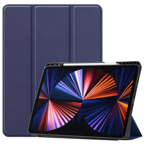 Just in Case Smart Tri-Fold kunstleer hoesje geschikt voor iPad Pro 12.9 (2021 2022) - blauw