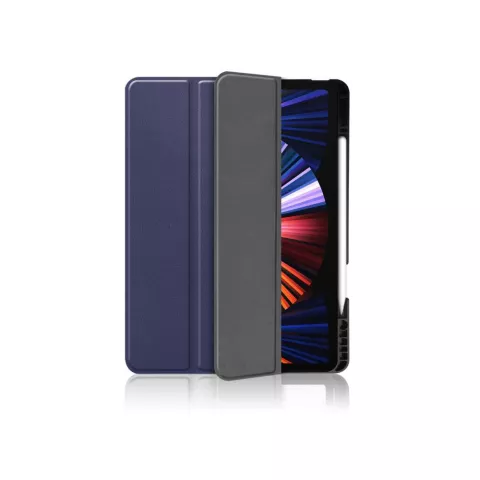 Just in Case Smart Tri-Fold kunstleer hoesje geschikt voor iPad Pro 12.9 (2021 2022) - blauw
