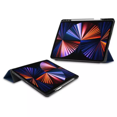 Just in Case Smart Tri-Fold kunstleer hoesje geschikt voor iPad Pro 12.9 (2021 2022) - blauw