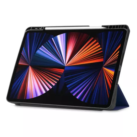 Just in Case Smart Tri-Fold kunstleer hoesje geschikt voor iPad Pro 12.9 (2021 2022) - blauw