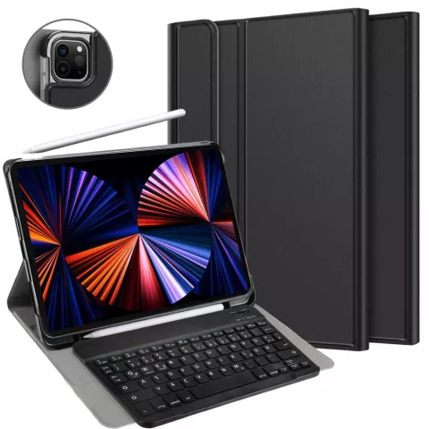 Just in Case Slimline Bluetooth Keyboard QWERTZ kunstleer hoes voor iPad Pro 12.9 (2021 2022) - zwart