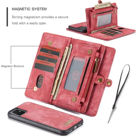 Caseme Retro Wallet splitleder hoesje voor iPhone 11 - rood