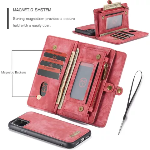 Caseme Retro Wallet splitleder hoesje geschikt voor iPhone 11 - rood