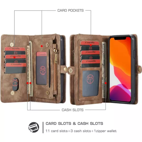 Caseme Retro Wallet splitleder hoesje voor iPhone 11 - bruin