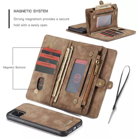 Caseme Retro Wallet splitleder hoesje voor iPhone 11 - bruin