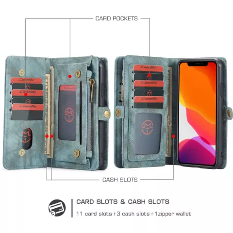 Caseme Retro Wallet splitleder hoesje voor iPhone 11 - blauw