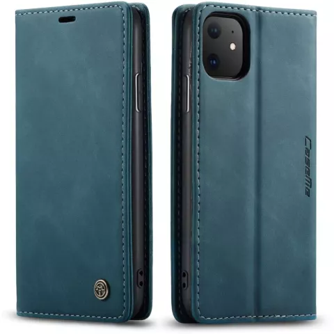 Caseme Slim Retro Wallet kunstleer hoesje geschikt voor iPhone 11 - blauw