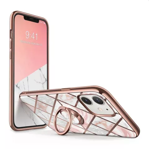 Supcase Cosmo PC en TPU marmer hoesje geschikt voor iPhone 12 mini - roze