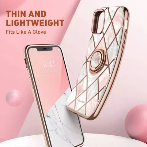 Supcase Cosmo PC en TPU marmer hoesje geschikt voor iPhone 12 mini - roze